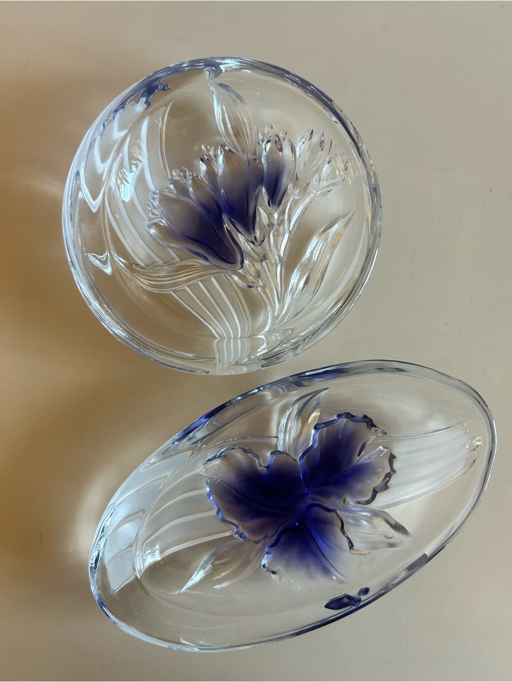 Vintage Studio Nova Violet Purple Iris Candy Trinket Dishes Oval Round 1980’s 💜